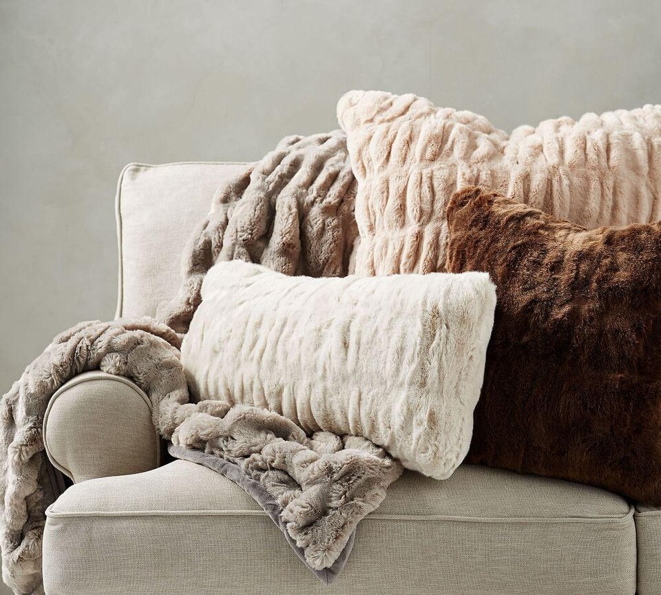 Faux Fur Ruched Cushion Covers Pottery Barn Australia